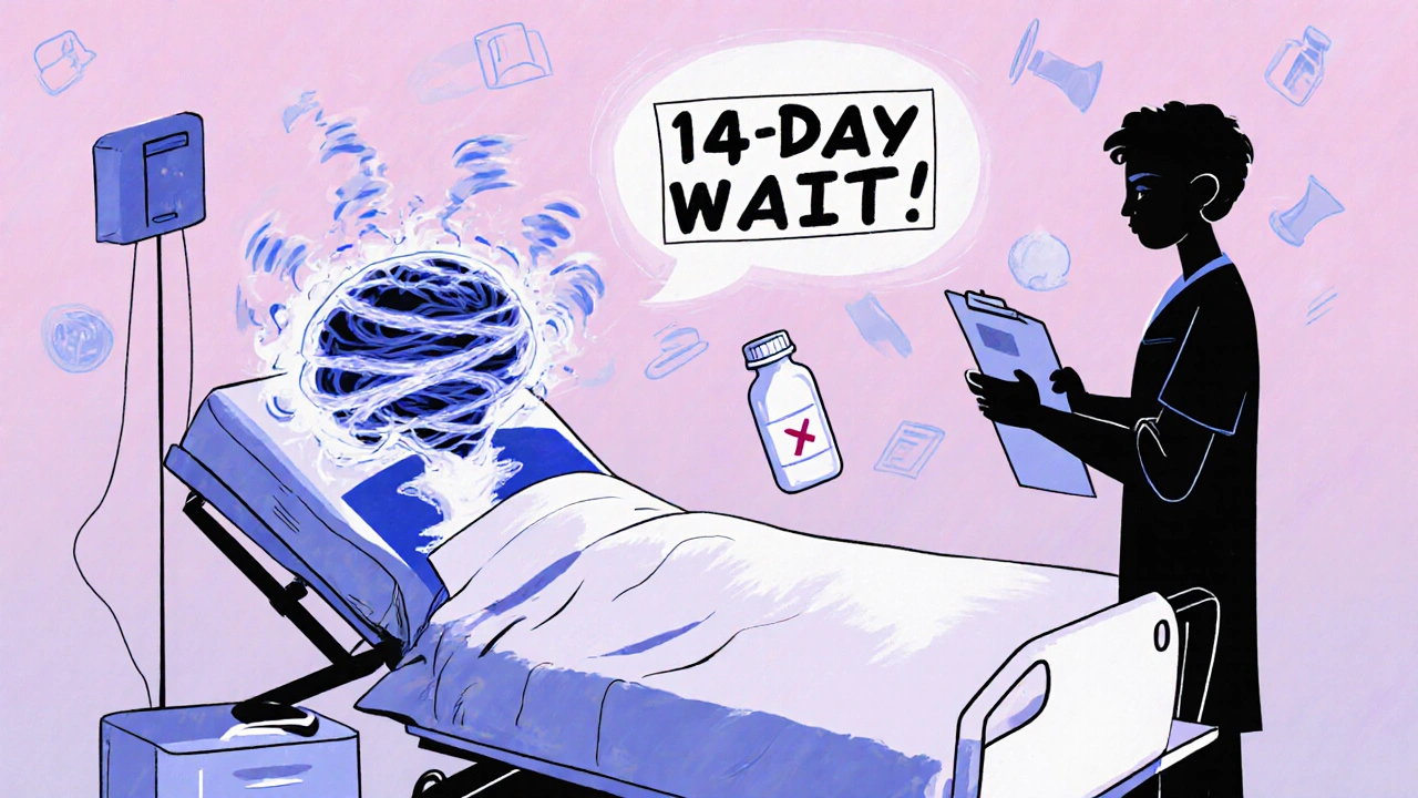 A patient&#039;s translucent body reveals a storm in the brain, with a warning sign floating above.