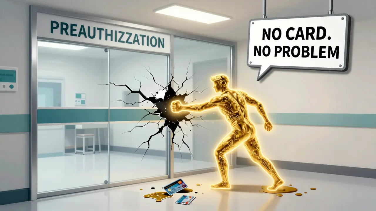 An emergency room patient breaks through a preauthorization barrier with the power of their right to care.